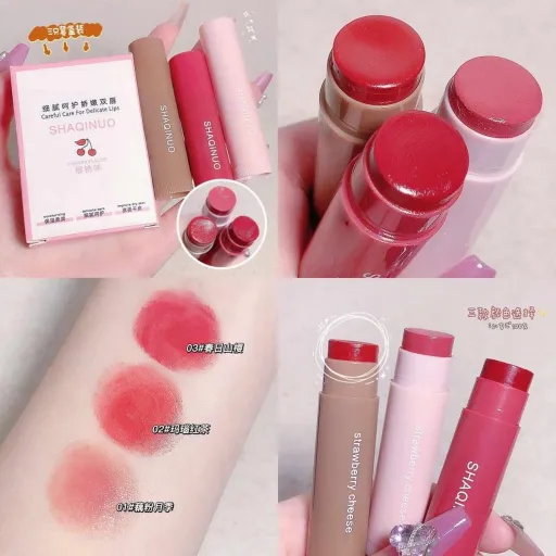 3 Pcs Shaqinuo Cherry Flavour Moisturizing Lipstick Set 